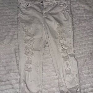 Almost Famous White Distressed Skinny Jeans